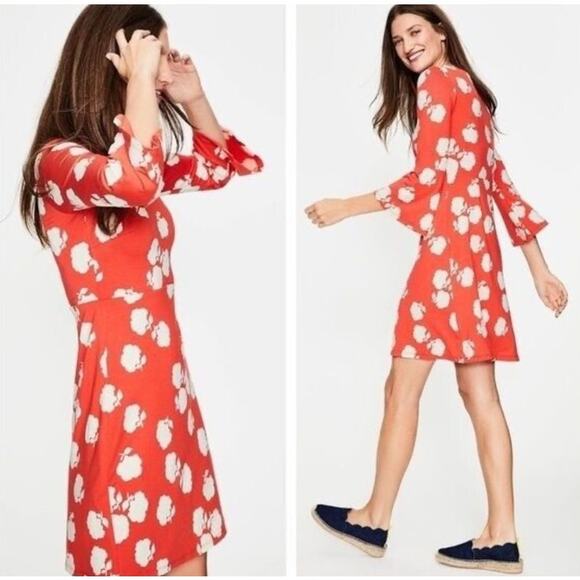Boden Miriam‎ Orange Print Jersey Dress sz 10 L - Picture 6 of 8